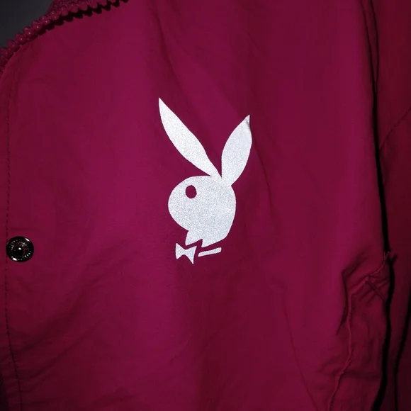 PLAYBOY by PACSUN Hot Pink Hoodie Nylon Poly size Small Reflective Logo - Picture 5 of 17